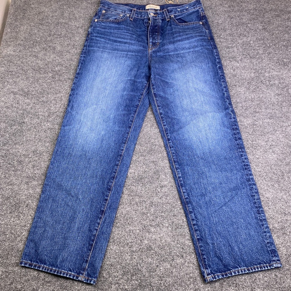 Madewell Low-Slung Straight Jeans Blue Denim Button Fly NM210 DM7111 Size 29